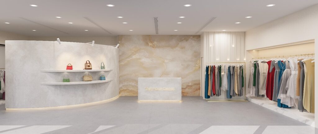 shop floor interior of The Hour Dress store, Dubai