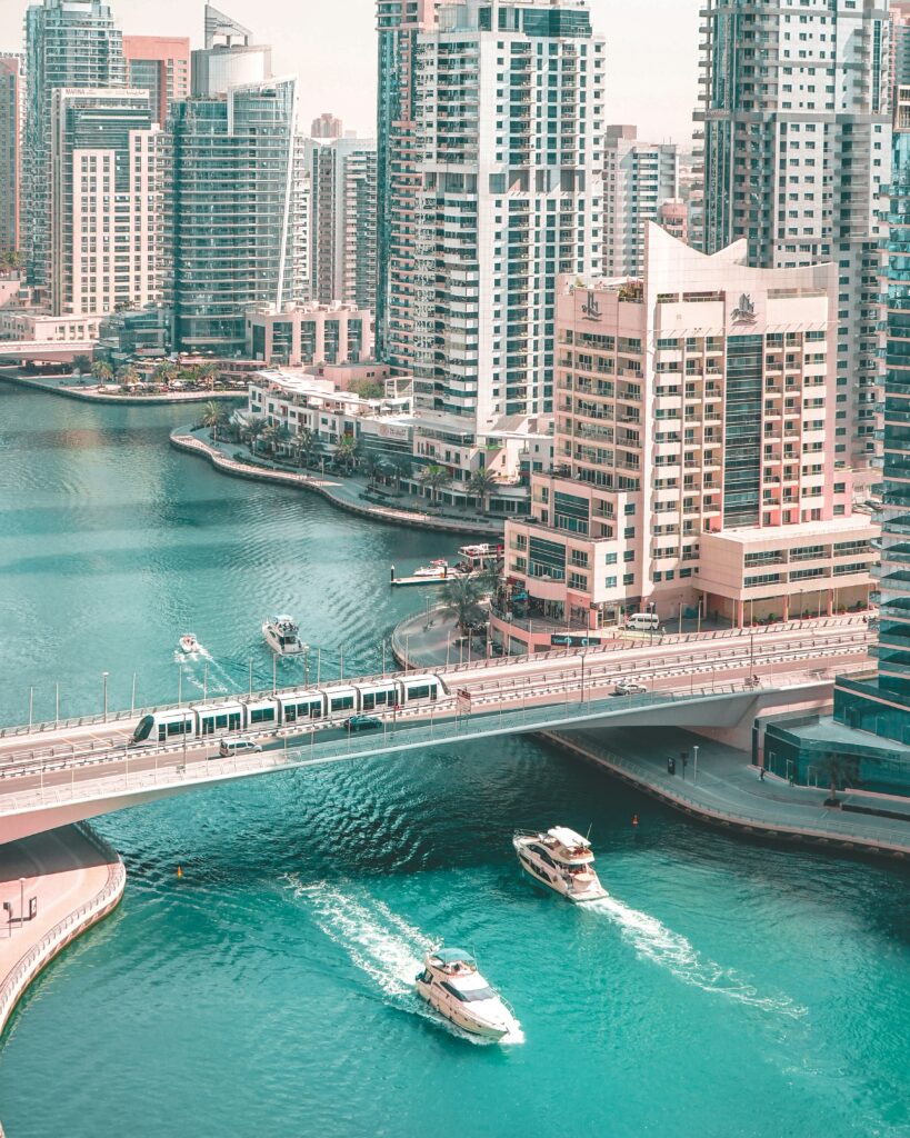 birds eye view of dubai marina
